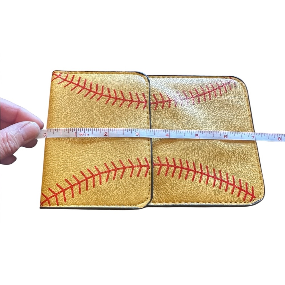 Mustard Baseball Leather Crossbody Purse - Picture 8 of 9
